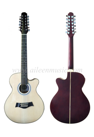 Оптовая 40-дюймовая мини-вырезка 12-струнная акустическая гитара (AF665CE-12)