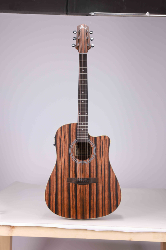 WAG602C Акустическая электрогитара Winzz Exotic Material, 41 дюйм, с вырезом, сделано в Индонезии