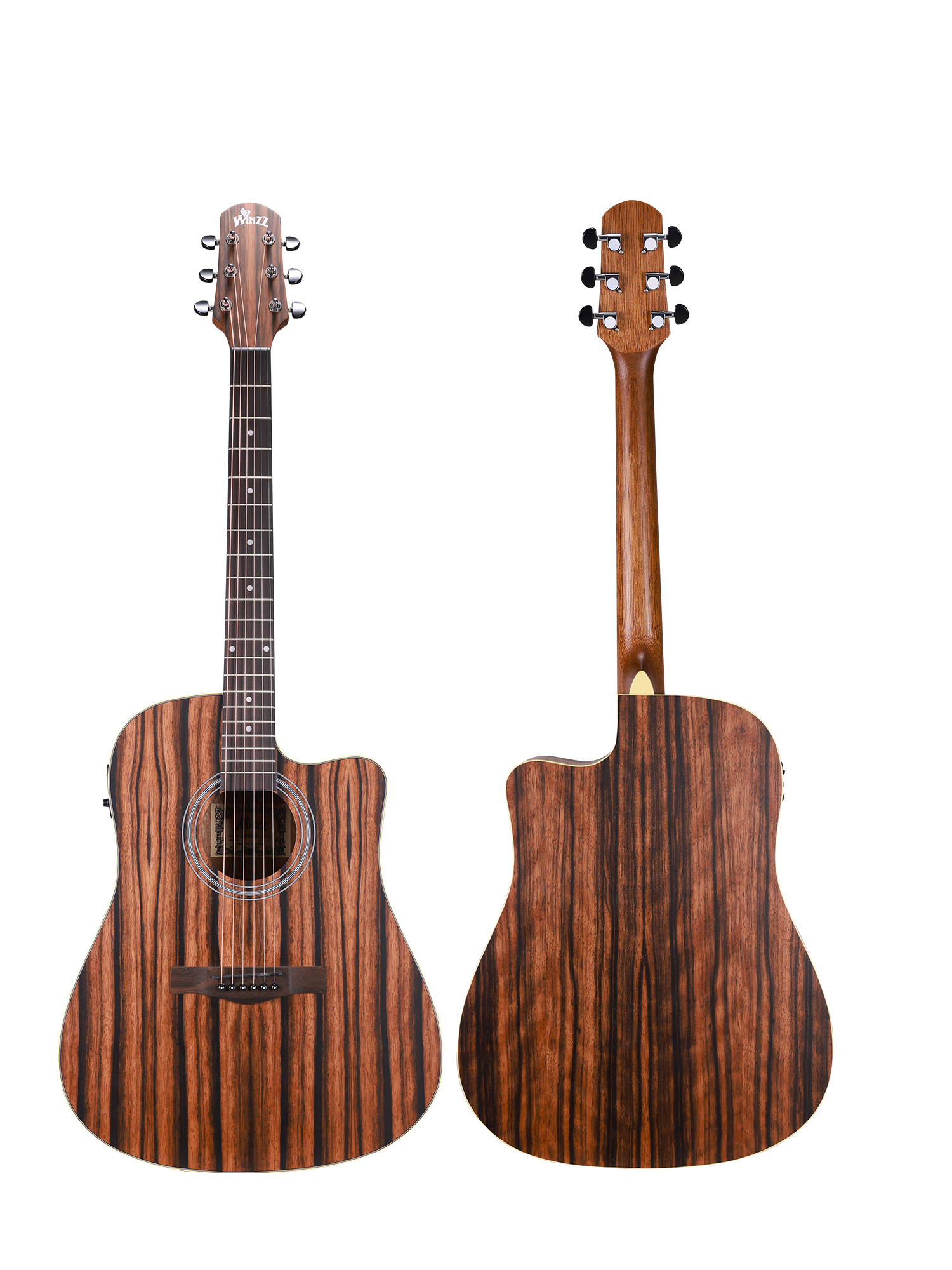 WAG602C Акустическая электрогитара Winzz Exotic Material, 41 дюйм, с вырезом, сделано в Индонезии