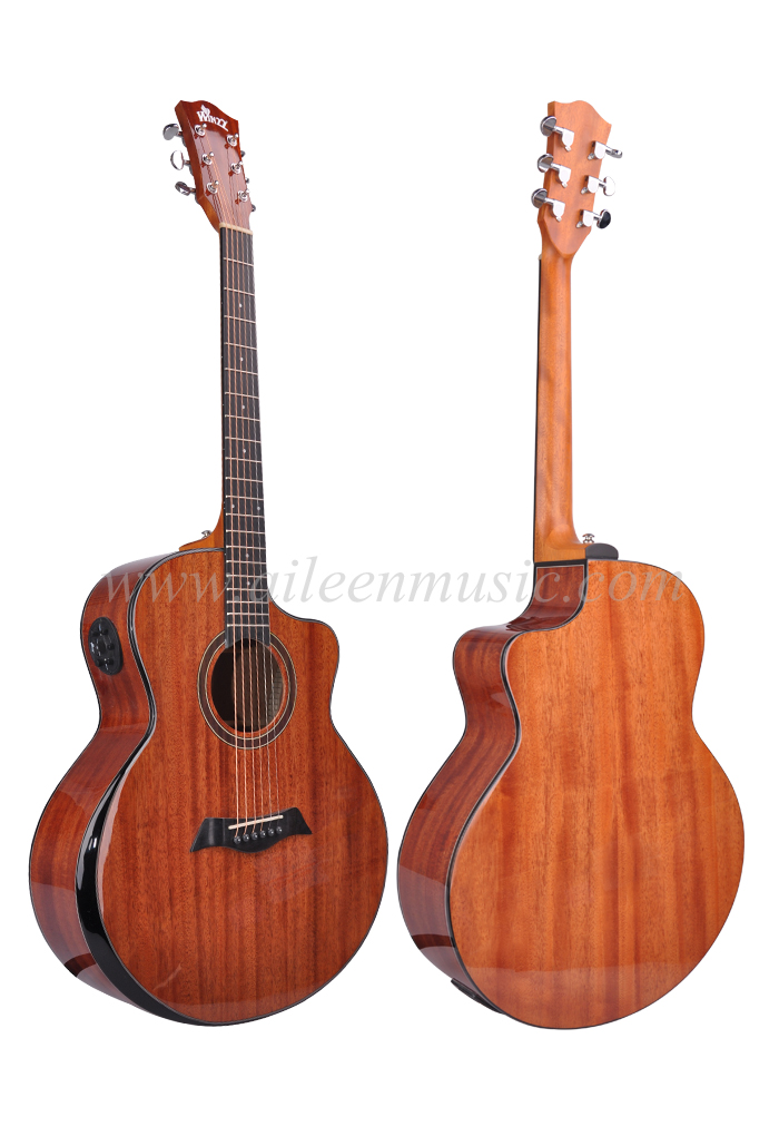 40-дюймовая акустическая гитара с вырезом из цельного красного дерева и глянцевым твердым верхом (AFMAA7C-J)