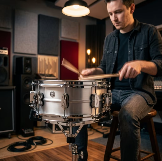 SN-LSS1 Алюминиевый корпус малого барабана 14 x 5,5 дюйма с 8 наконечниками из цинкового сплава Профессиональный малый барабан