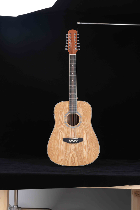 AF55E-12 12-струнная акустическая гитара с верхом из фанеры из стеганого ясеня, 44 дюйма 