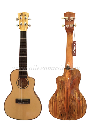Гавайская гитара концертного размера с верхом из цельной ели и вырезом (AU180-23)