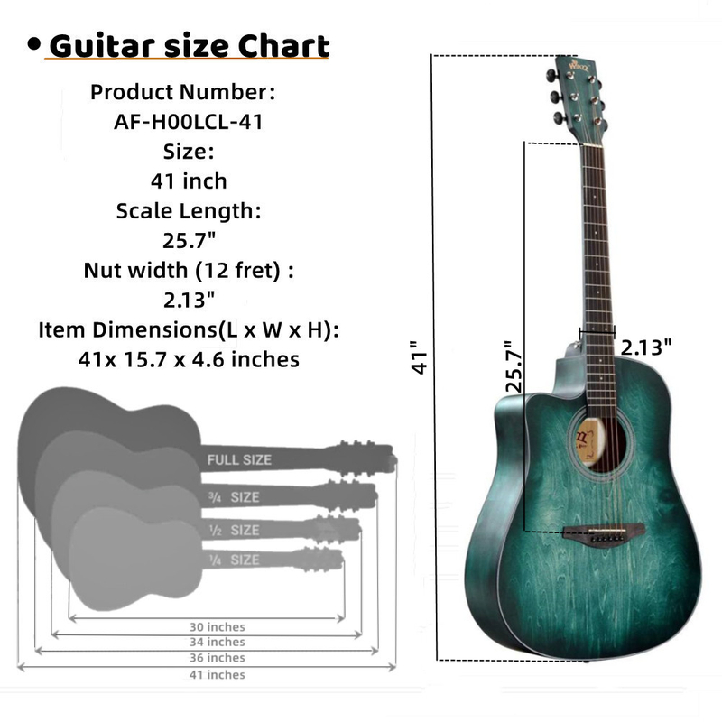 41-дюймовая акустическая электрогитара для левшей для начинающих (AF-H00LCL)