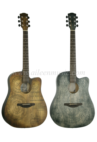 Новый продукт 41-дюймовая акустическая гитара с вырезом из фанеры липы (AF-HE00LC-41)
