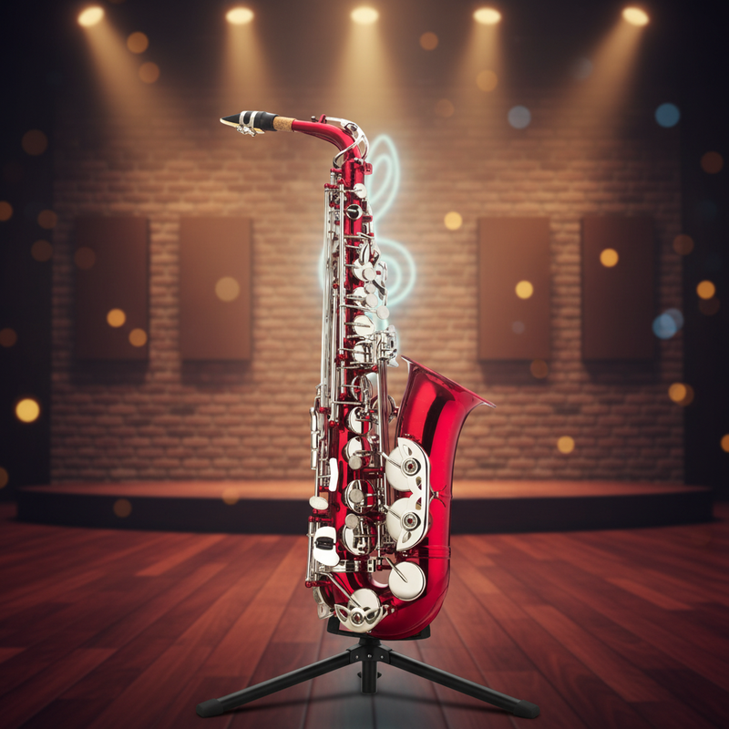 Профессиональный альт-саксофон Eb, желтая латунь, цветная отделка с гравировкой, в футляре (SP1001C)