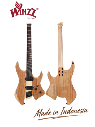 WLH EX80-MK Mindi Body Koa (толщина: 6 мм) Верхняя электрогитара без головы, сделано в Индонезии